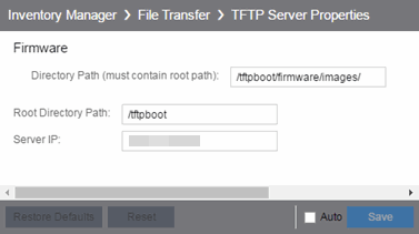 TFTP Server Properties Options