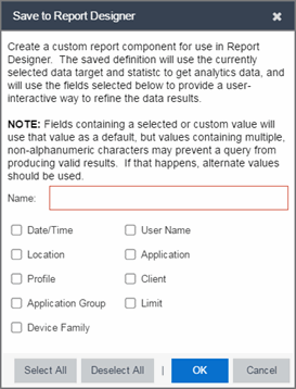 Save to Report Designer Window