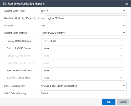 Add User to Authentication Mapping Window