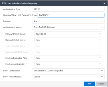 Add User to Authentication Mapping Window