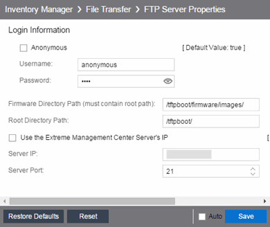 FTP Server Properties Settings