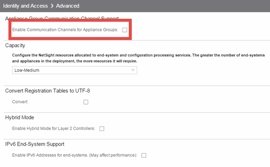 Select Enable Communication Channels for Appliance Groups