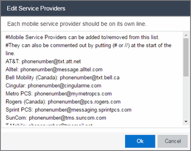 Edit Service Providers