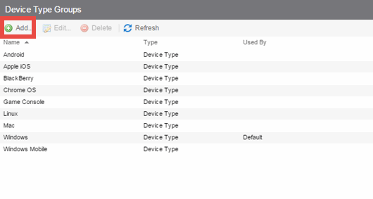 Device Types Groups - Add
